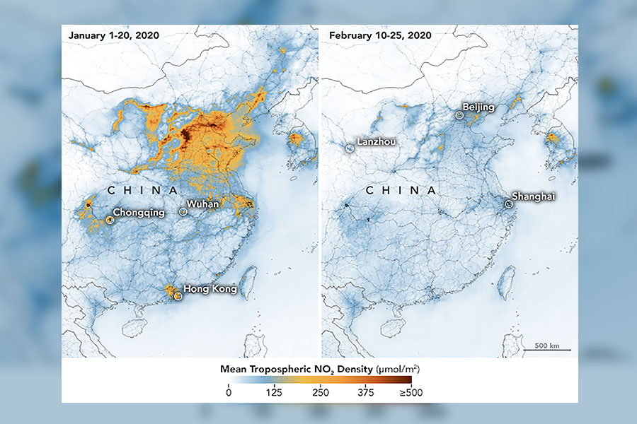 NASA small satellites have spotted a drastic decrease in China’s pollution levels during Coronavirus peak