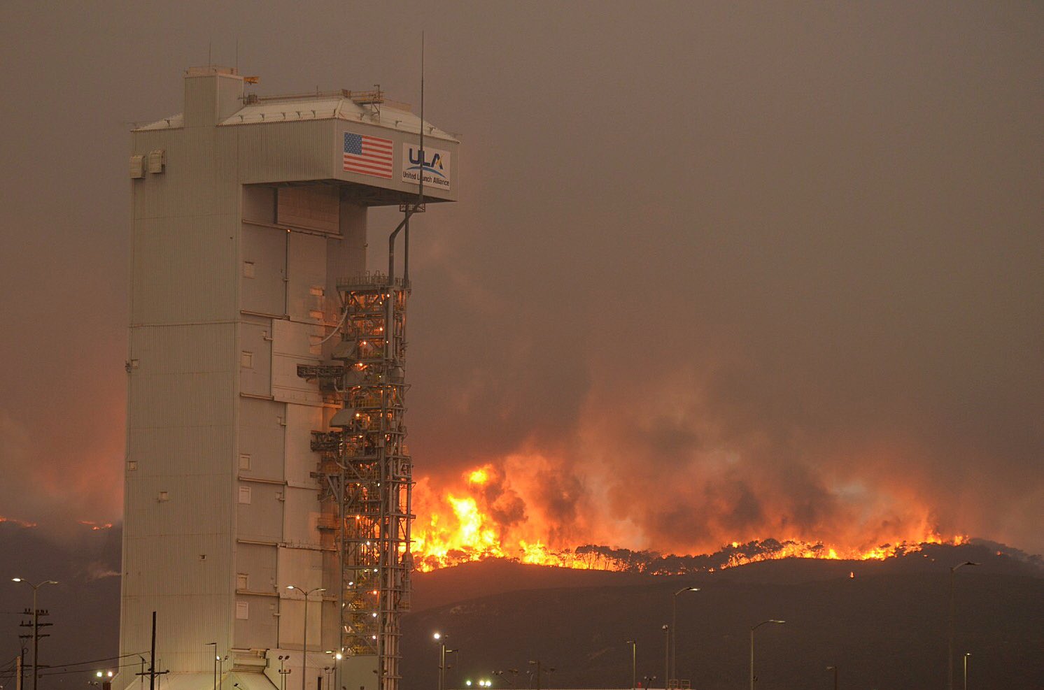 Fire Breaks Out at Air Force Base Rocket Launch Tower