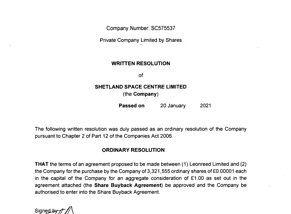 The £2m “investment” in Shetland Space Centre Reversed in £1 Transaction