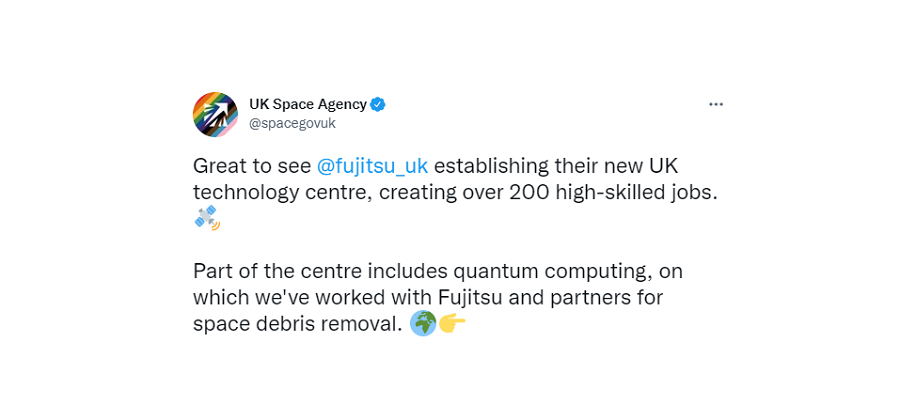 US Space Agency Tweet about Fujitsu_uk