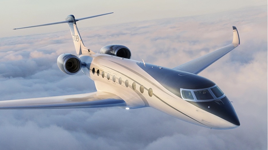 business jet in the sky