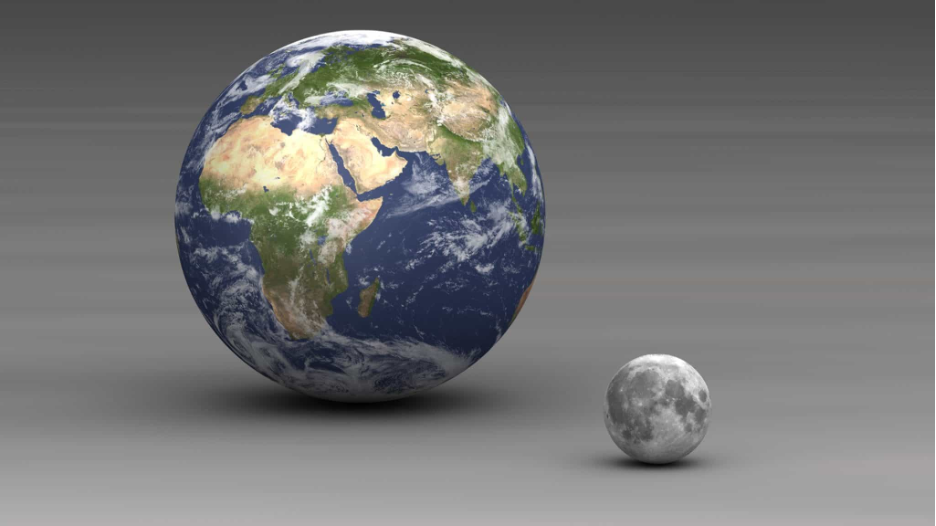 Moon size compared to Earth