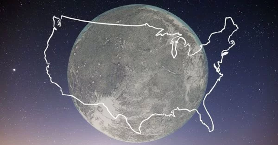 Moon compared to the United States