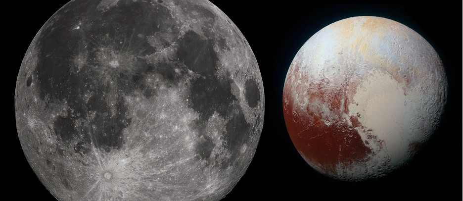 Moon and Pluto size comparison