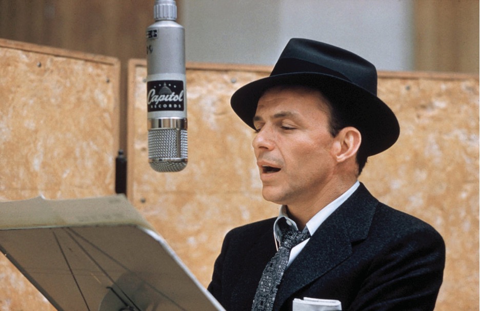 Frank Sinatra singing in the studio