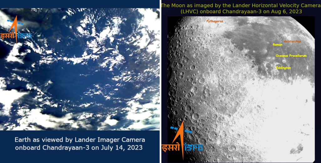 Earth and Moon through the Lander imager camera of Chandrayaan-3
