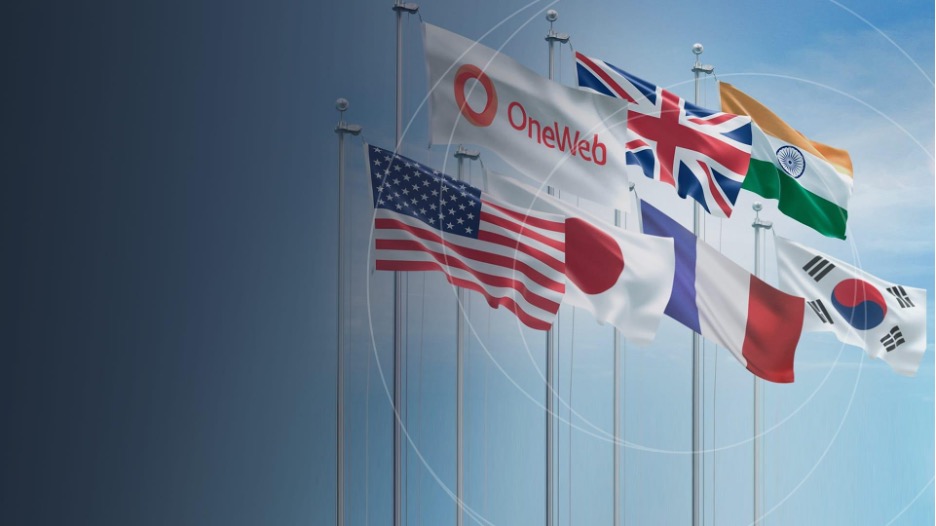 Flags of countries whose companies invest in OneWeb.