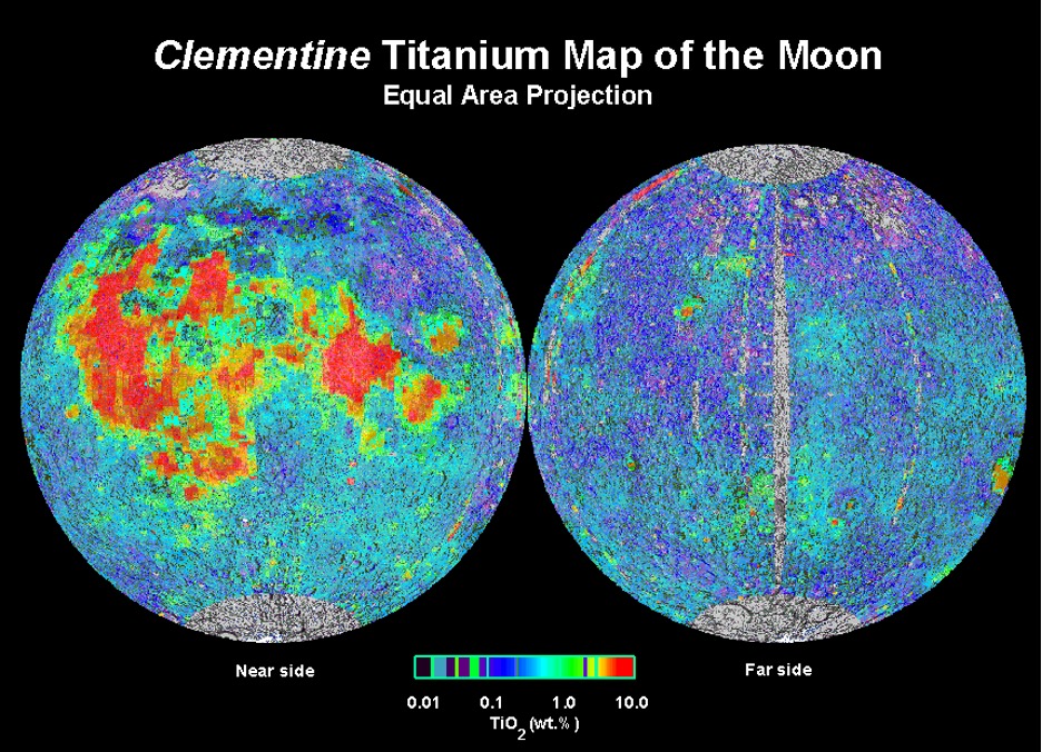 Clementine Titaniuum map of the Moon