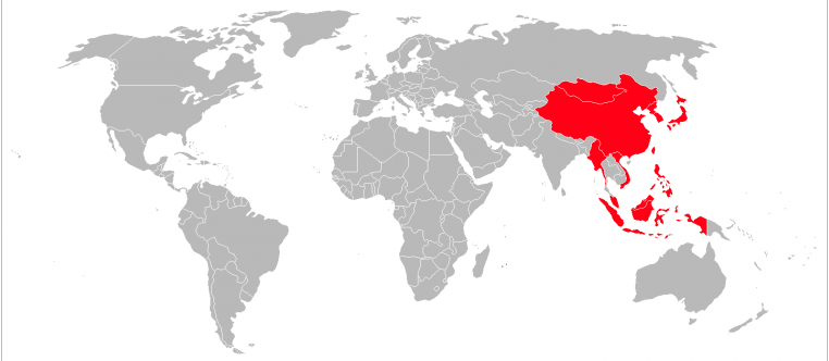 map of the countries that celebrate Lunar New Year
