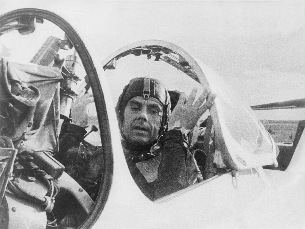 Komarov in a plane