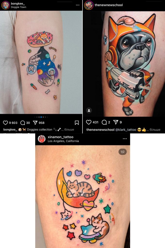 Cats and dogs tattoos