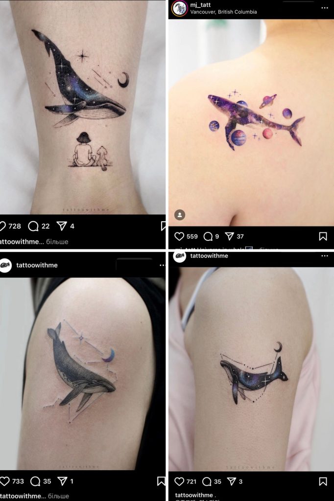 Space whales tattoos