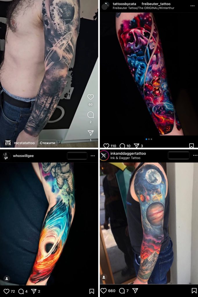 Universe tattoo sleeves