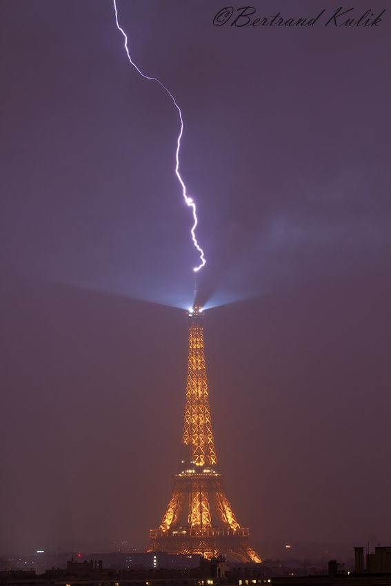 Lightning over Eiffel Tower
