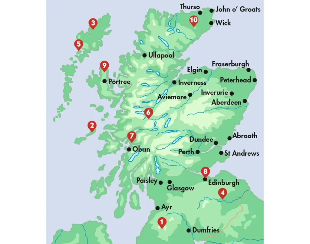 Stargazing map of Scotland