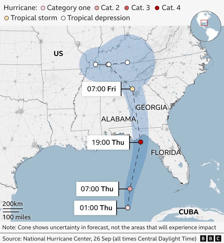 map of the hurricane