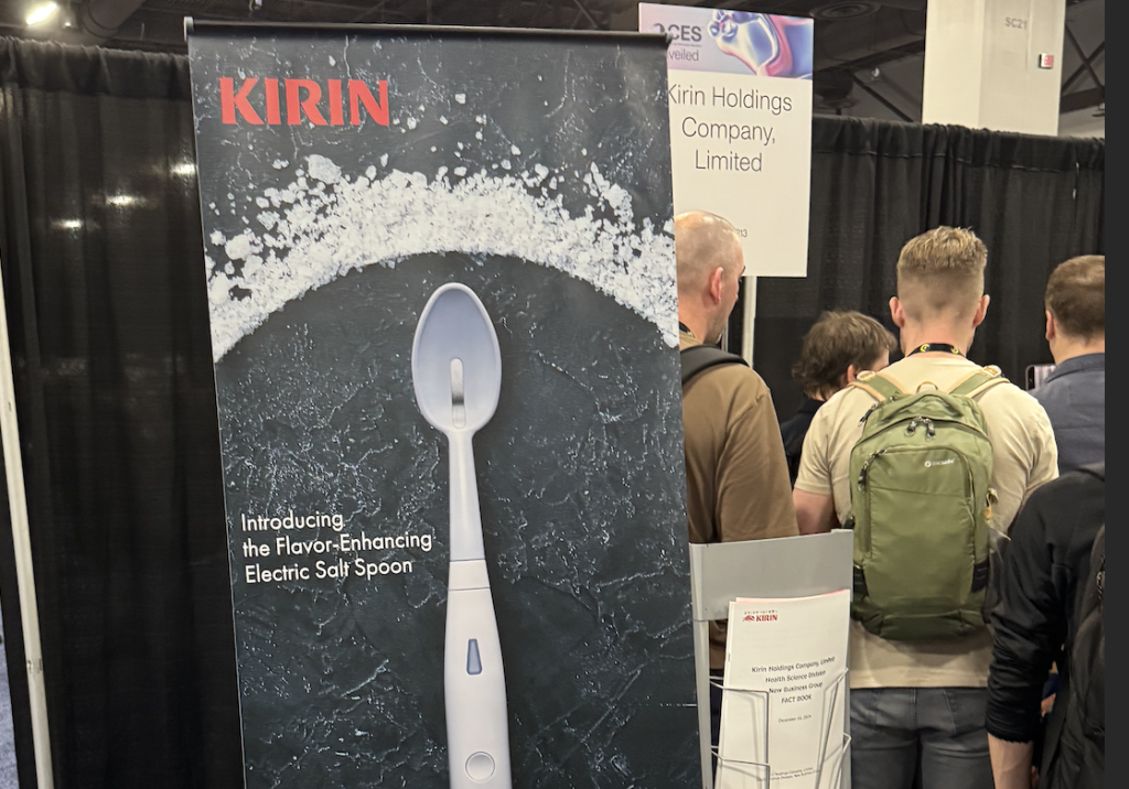 One of the biggest crowds on the first night of CES 2025 was people trying to taste Kirin’s new spoon