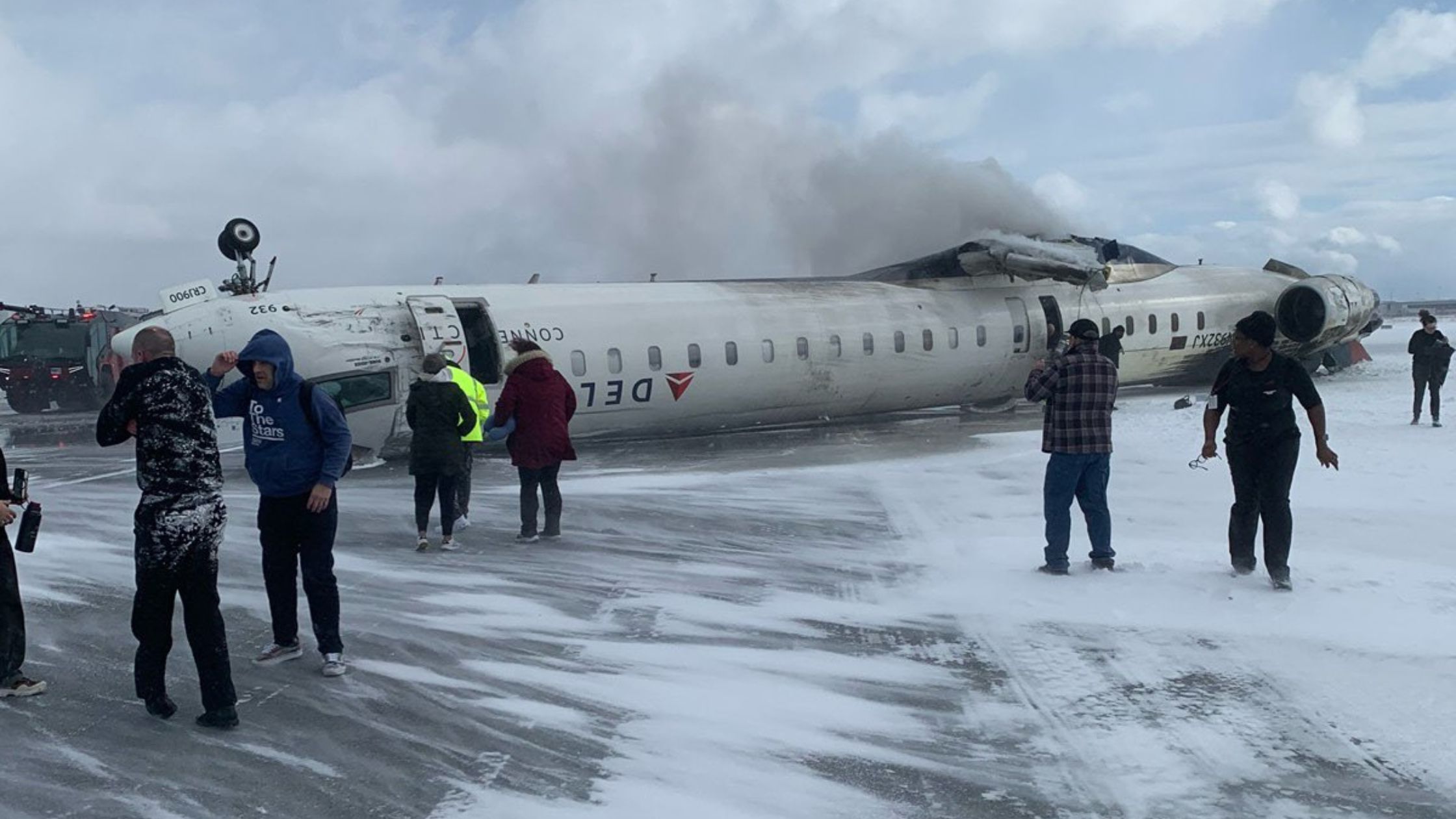 Breaking Delta Flight Crashes and Flips at Toronto Pearson Airport