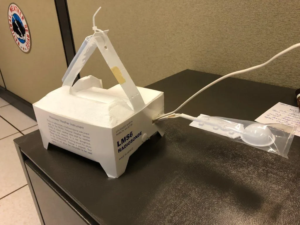 An example of a weather balloon radiosonde package. Credit: NWS Atlanta