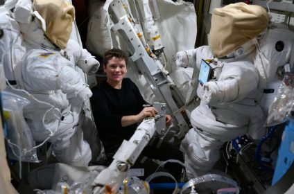NASA Astronauts preparing for spacewalk
