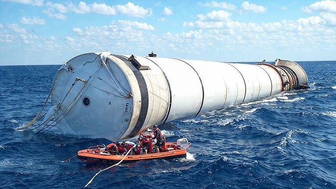 space shuttle Discovery's solid rocket boosters in the Atlantic Ocean